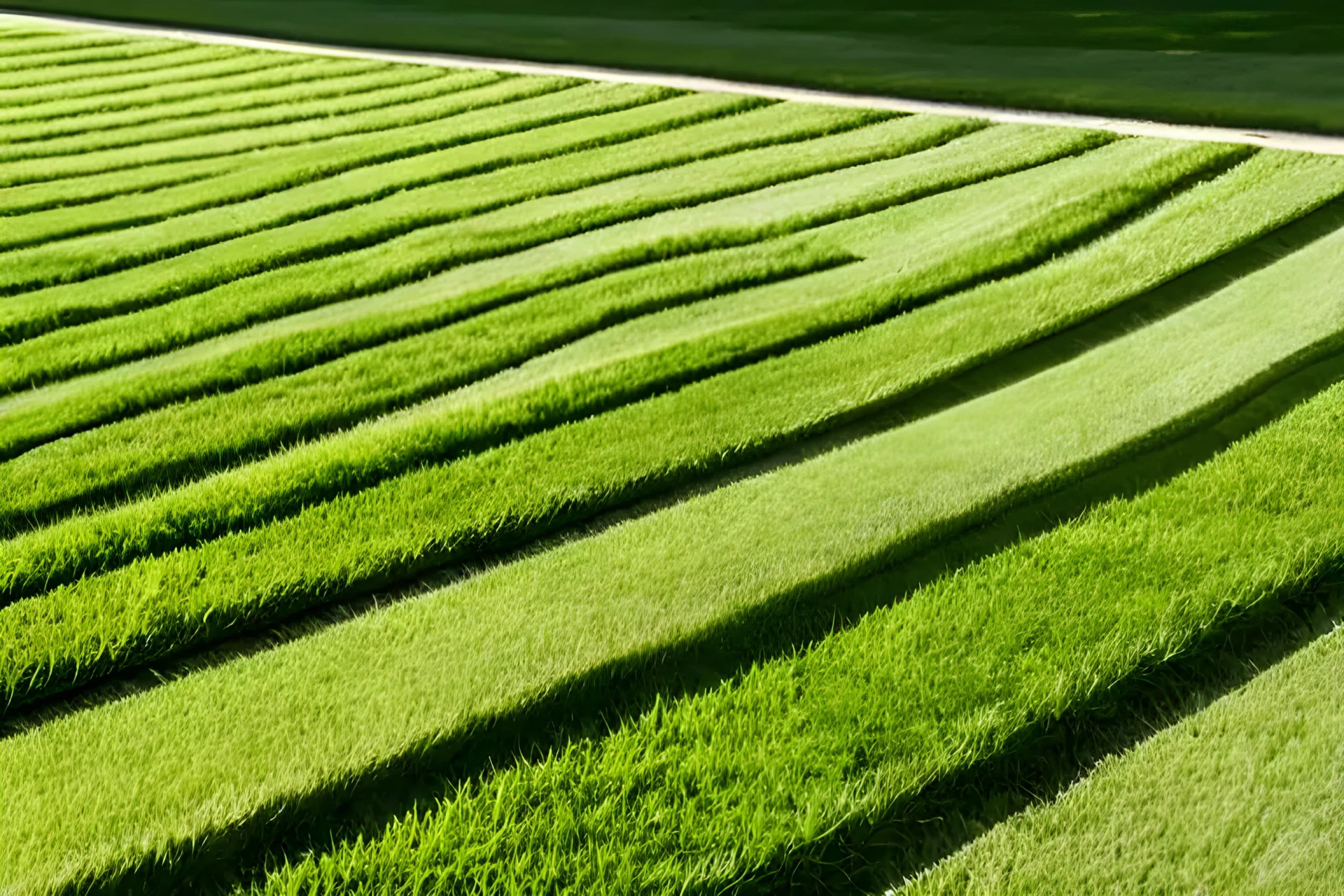 Freshly mowed striped lawn